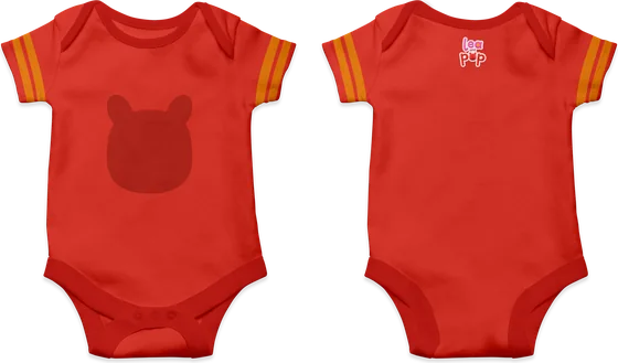 Red baby bodysuit inspired by Pop's hoodie